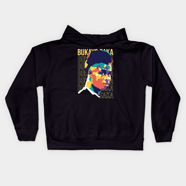 Bukayo Saka on WPAP art 1 Kids Hoodie by pentaShop